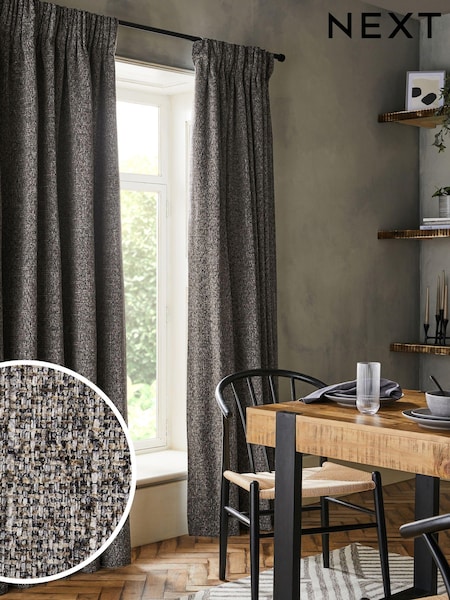 Grey Next Multi Chenille Pencil Pleat Lined Curtains (263563) | €49 - €119