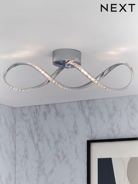 Silver Arya Twist Flush Ceiling Light (263668) | €119