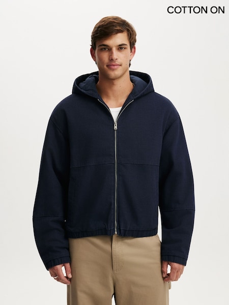 Blue - Regular Cotton On Cropped Hooded Bomber Jacket