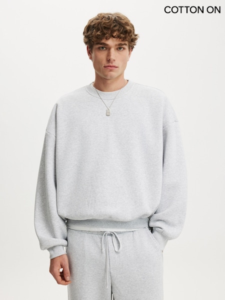 Grey - Regular Cotton On Relaxed Crew Pullover Sweat Top