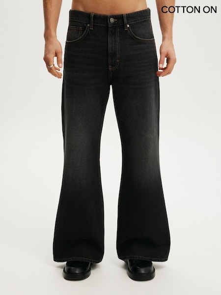 أسود - Regular Cotton On Baggy Bootcut Jeans