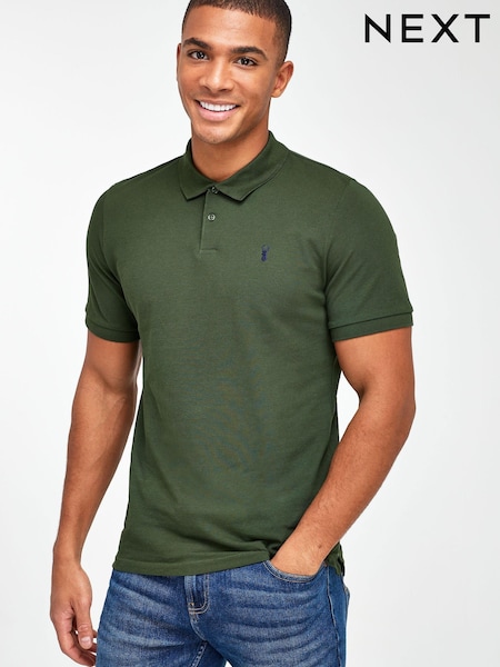 Green Dark Khaki Slim Fit Short Sleeve Pique Polo Shirt (264243) | €8