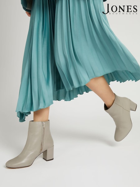 חום-אפרפר - Jones Bootmaker Neptune Leather Heeled Ankle Boots (264401) | ‏654‏₪