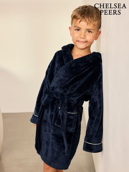 Blue - Chelsea Peers Kids Fleece Hooded Dressing Gown