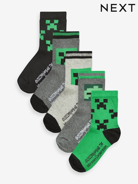 Minecraft Creeper License Character 5 Pack Cotton Rich Socks (264437) | AED56 - AED66