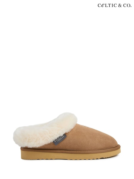 Қоңыр - Celtic & Co. Studio Embroidered Mule Slippers