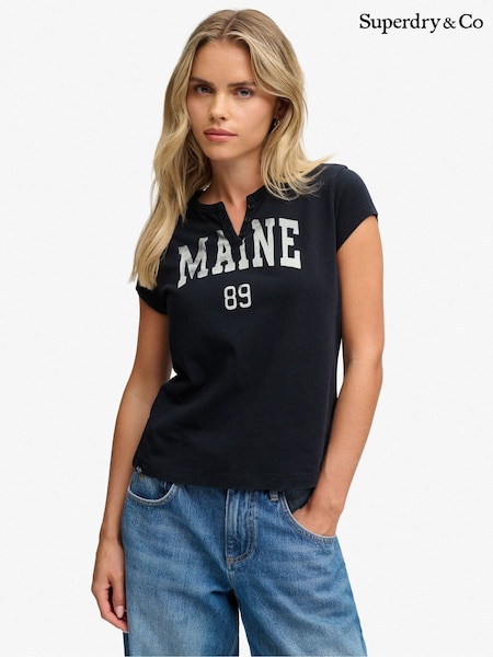 Blue - Superdry Notch Neck Graphic T-shirt