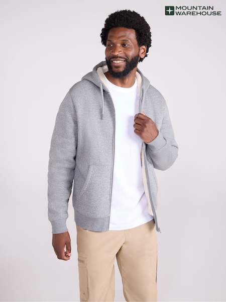 Grå - Regular Mountain Warehouse Dalton Mens Borg Lined Hoodie
