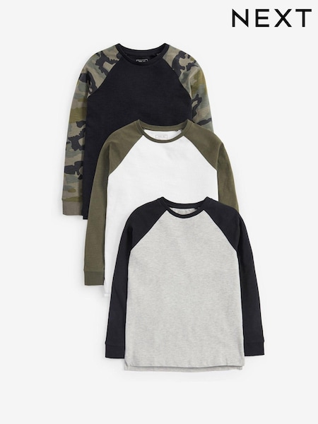 Verde caqui - Camo Raglan T-Shirts 3 Pack (3-16yrs) (264818) | 30 € - 39 €