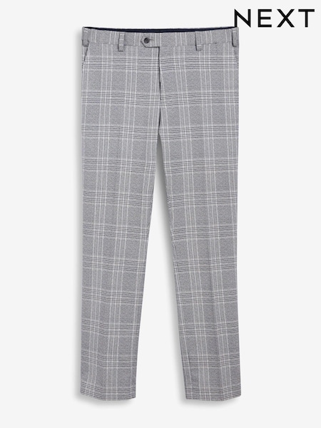 Grey Slim Fit Check Suit: Trousers with Motionflex Waistband (265370) | €10