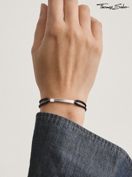 Black - Thomas Sabo Engravable Textile Bracelet