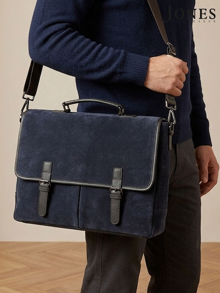 Navy Blue - Regular Jones Bootmaker Upland Leather Briefcase Bag