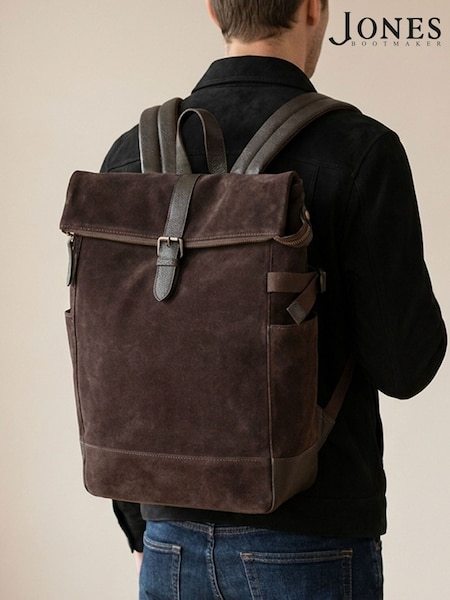 Chocolate Brown Suede - Regular Jones Bootmaker Leather Uphall Backpack