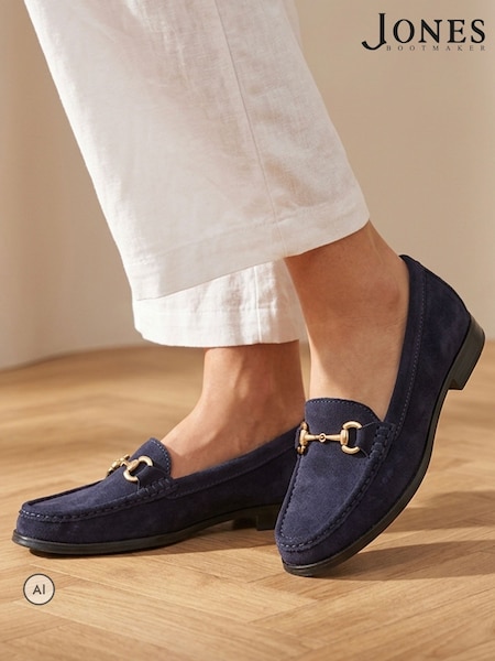 Albastru bleumarin din piele întoarsă - Jones Bootmaker Lex Suede Leather Loafers