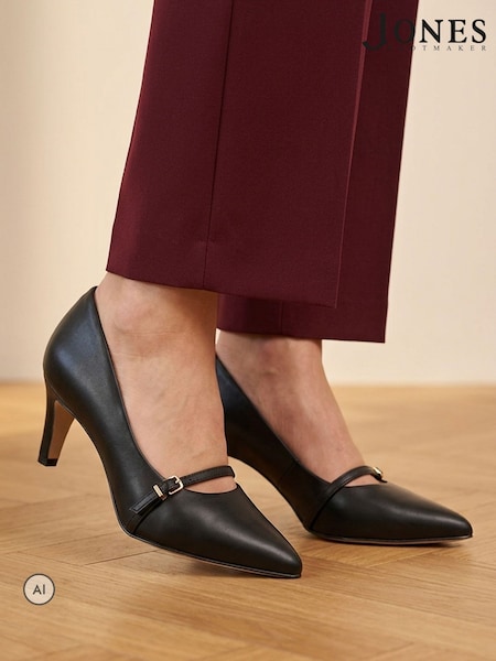 Black Leather - Jones Bootmaker Zienna Stiletto Heel Mary Janes Shoes