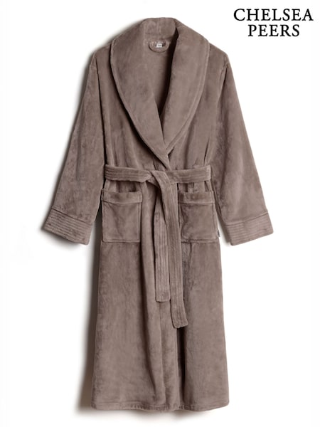 Brown - Chelsea Peers Fleece Long Dressing Gown
