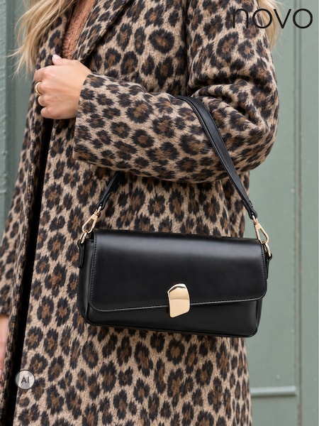 Black - Novo Adeline Hardware Detail Shoulder Bag