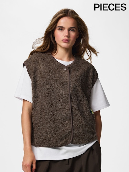 Grey - Pieces Teddy Vest