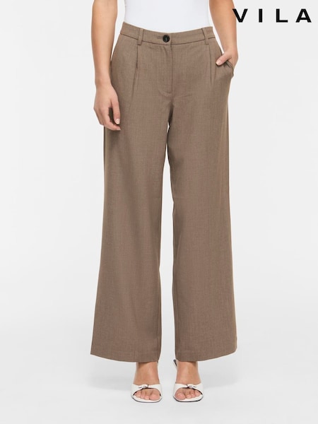 Brown - Vila Wide Leg Tailored Trousers