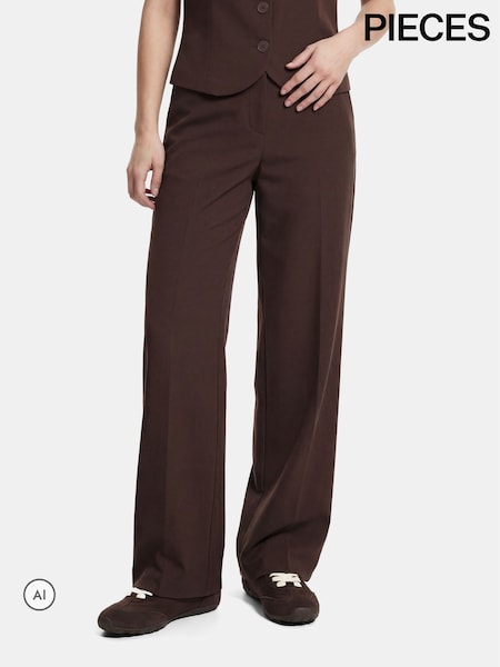Brūna krāsa - Pieces Wide Leg Tailored Trousers