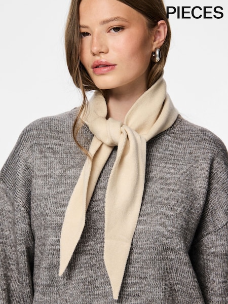 White - Pieces Knitted Triangle Scarf