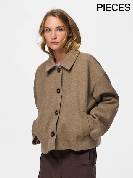 Brun - Pieces Smart Tailored Short Jacket
