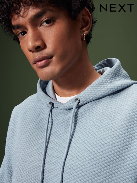 Pale Blue Hooded Textured Overhead Hoodie (267002) | 86 QAR