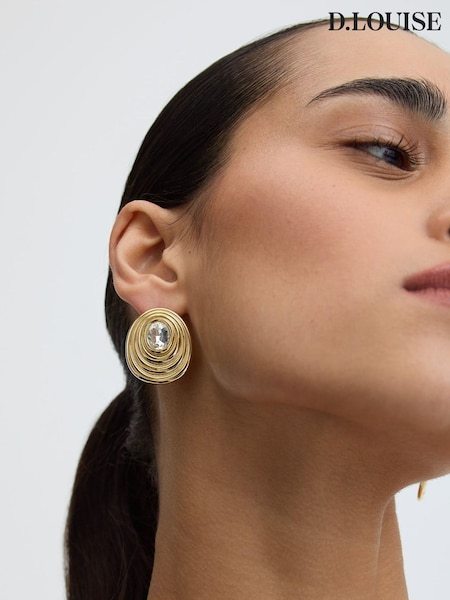 Gold Tone - D.louise Statement Oval Bezel Earrings