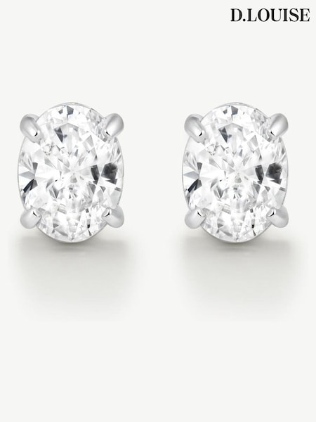 Nuanță argintie - D.louise Classic Oval Solitaire 1.25 Ct Earrings