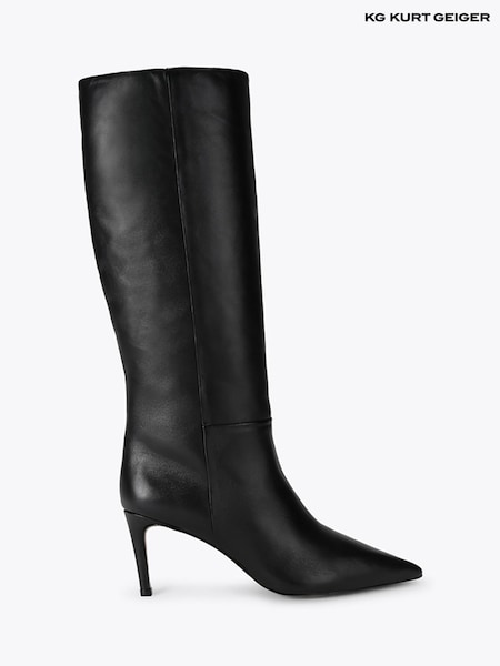 Black - Kg Kurt Geiger Strict Croc Leather Knee Boots