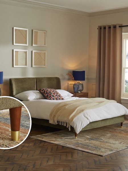 Plush Chenille Moss Green Flinton Upholstered Bed Frame (267348) | €875 - €1,000