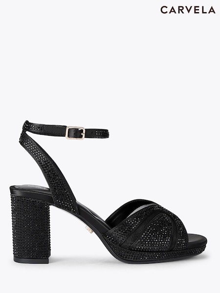 Black - Carvela Fantastico Platform Embellished Heeled Sandals