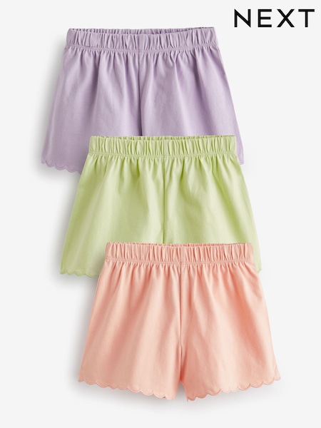 Lilac/Green/Peach 3 Pack Cotton Scallop Edge Shorts (3mths-7yrs) (267766) | €7.50 - €10