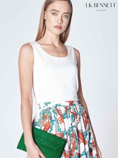 LK Bennett Green Dora Leather Clutch Bag (267926) | €253