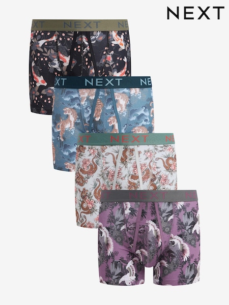 藍色／紫色 - 動物風 - A-Front Boxers 4 Pack (268165) | NT$920