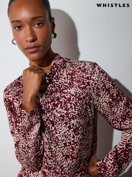 Red - Whistles Feathered Animal Cowl Blouse
