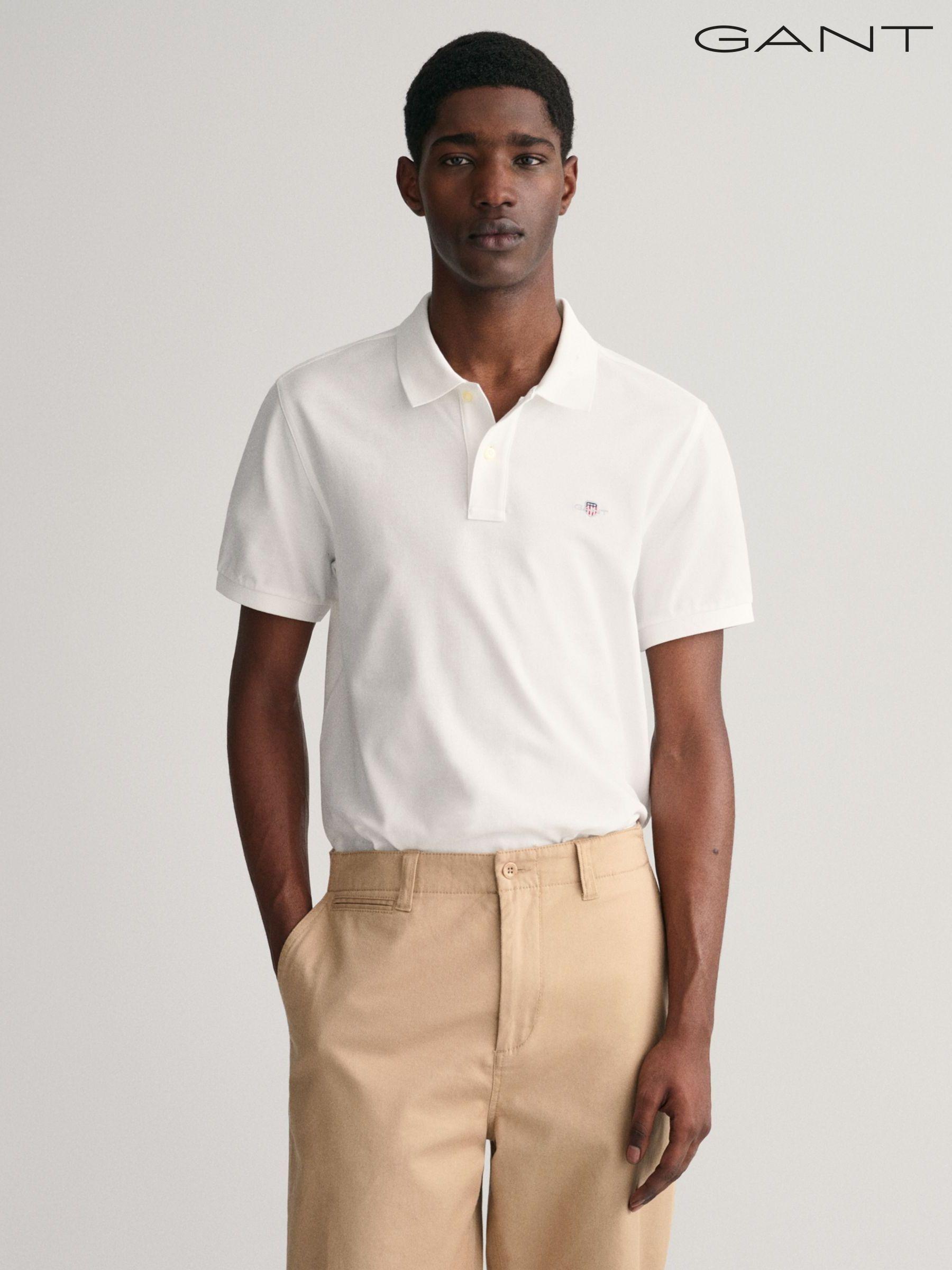 Men s Polo Shirts GANT White Short Sleeve Brandedfashion Next Luxembourg