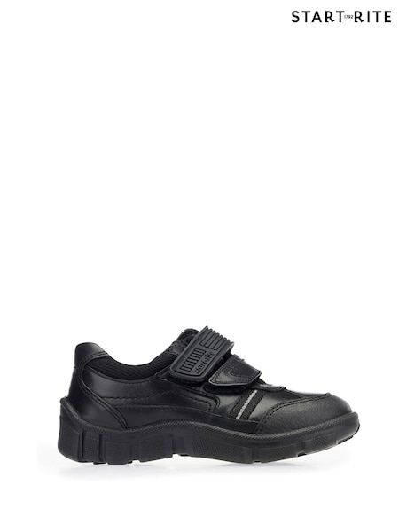 Start-Rite Luke Rip Tape Black Leather School Shoes F & G Fit (268786) | €71