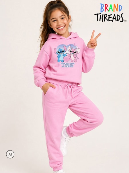Pink - Brand Threads Girls Stitch Joggers Set