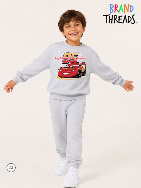 Grey - Brand Threads Boys Car Sweatshirt & Jogger Set
