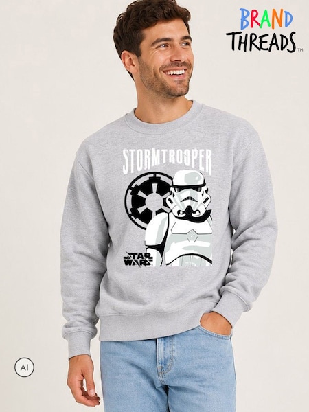 رمادي - Regular Brand Threads Mens Star Wars Sweatshirt