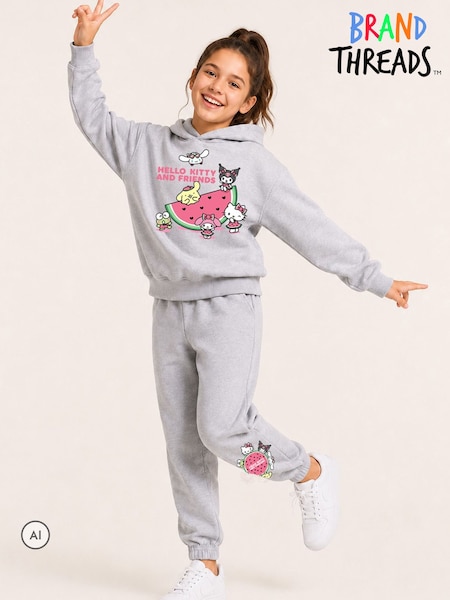 Grey - Brand Threads Hello Kitty Hoodie & Joggers Set