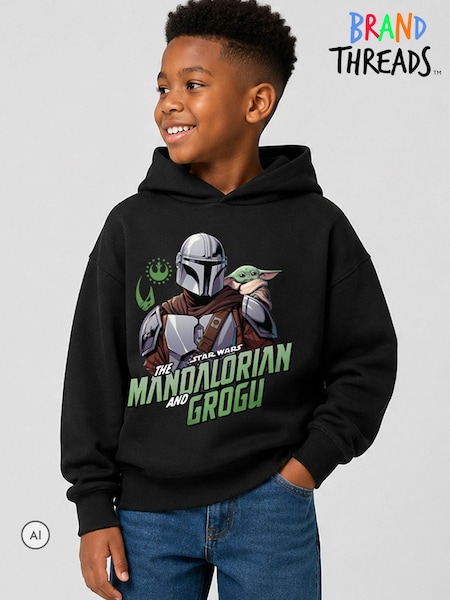 Black - Brand Threads Mando & Grogu Hoodie