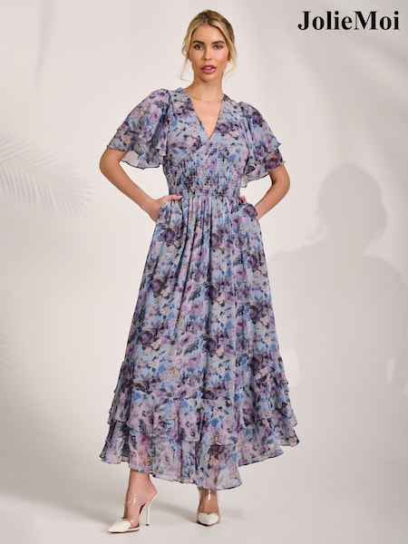 Blå - Jolie Moi Chiffon Ruffle Hem Midaxi Dress