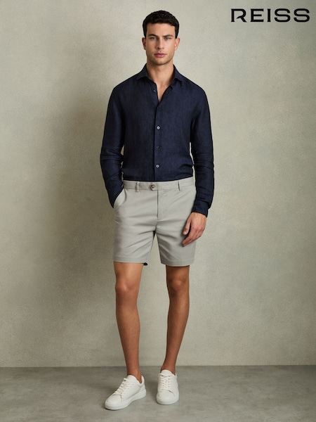 Reiss Soft Sage Wicket S Modern Fit Cotton Blend Chino Shorts (269155) | 573 QAR
