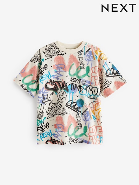 Bež Cream grafiti - All-Over Print Short Sleeves 100% Cotton T-Shirt (3-16yrs) (269305) | € 5 - € 9