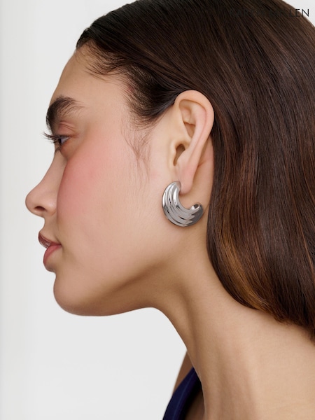 Silver - Karen Millen Tapered Hoop Earrings