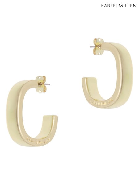 Gold Tone - Karen Millen Logo Hoop Earrings
