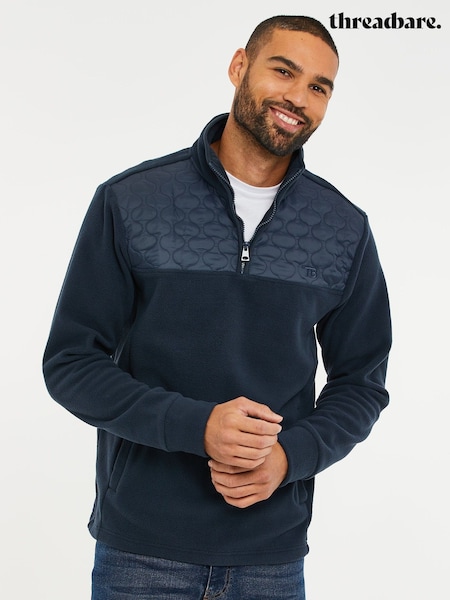 Blue - Regular Threadbare Onion Quilted Quarter Zip Fleece