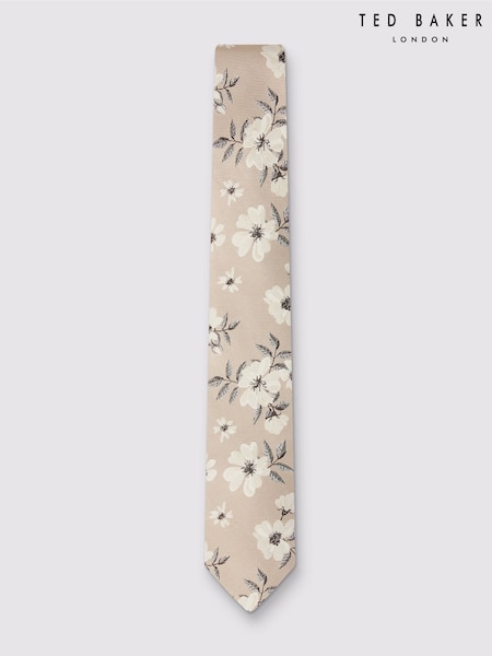 Natural - Regular Ted Baker Tailoring Magnolia Floral Silk Tie